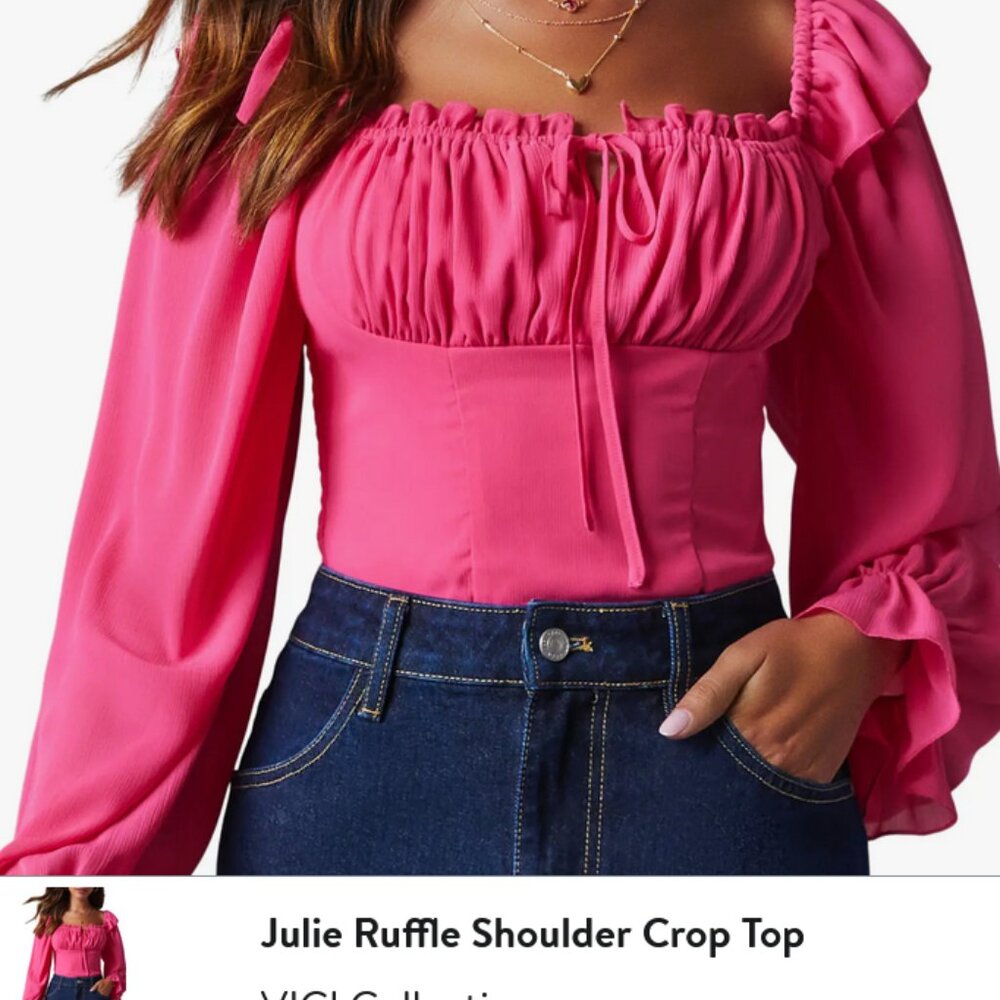 Julie Ruffle Shoulder Crop Top